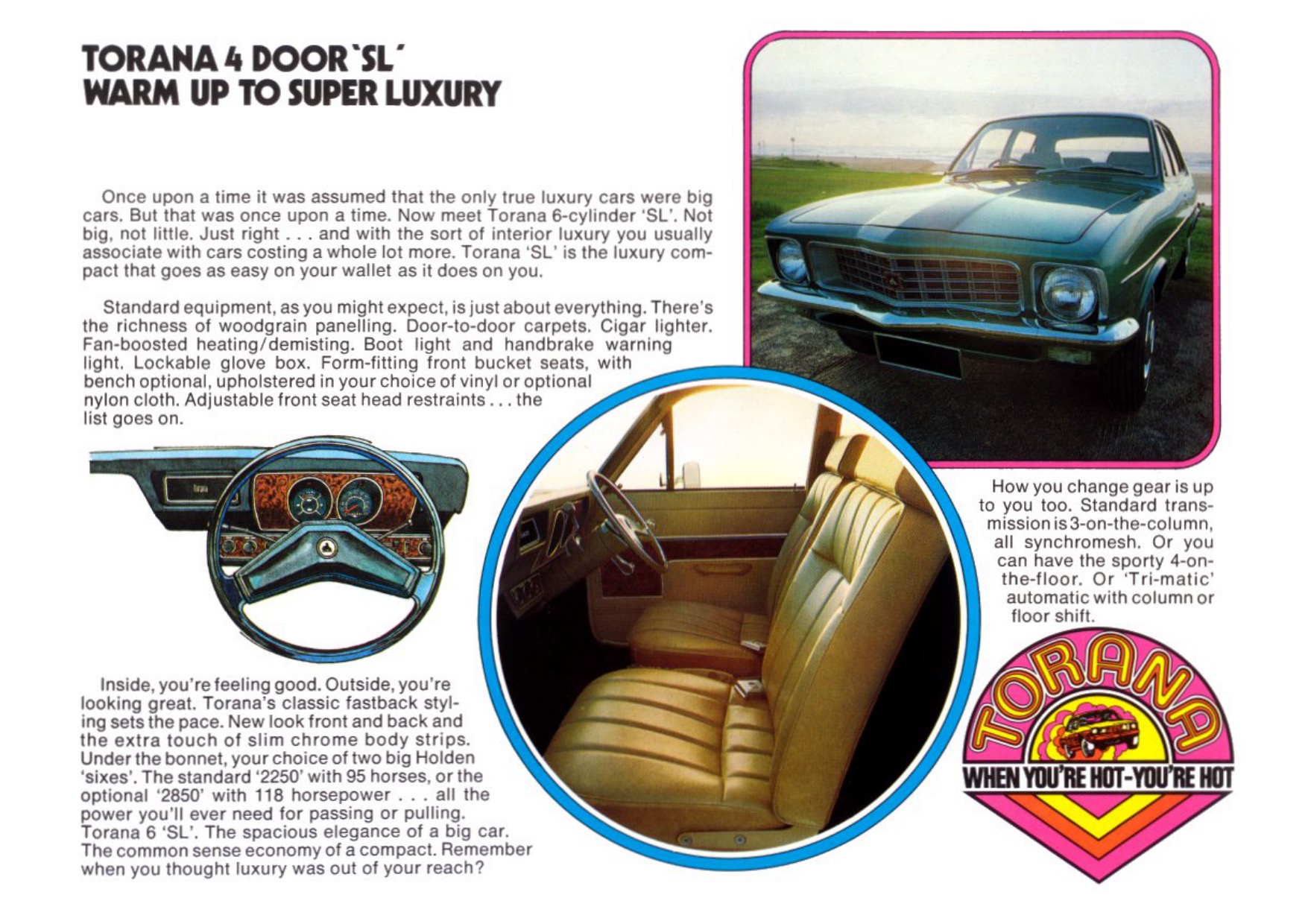 1972 Holden Torana LJ SL 4 Door Brochure Page 1